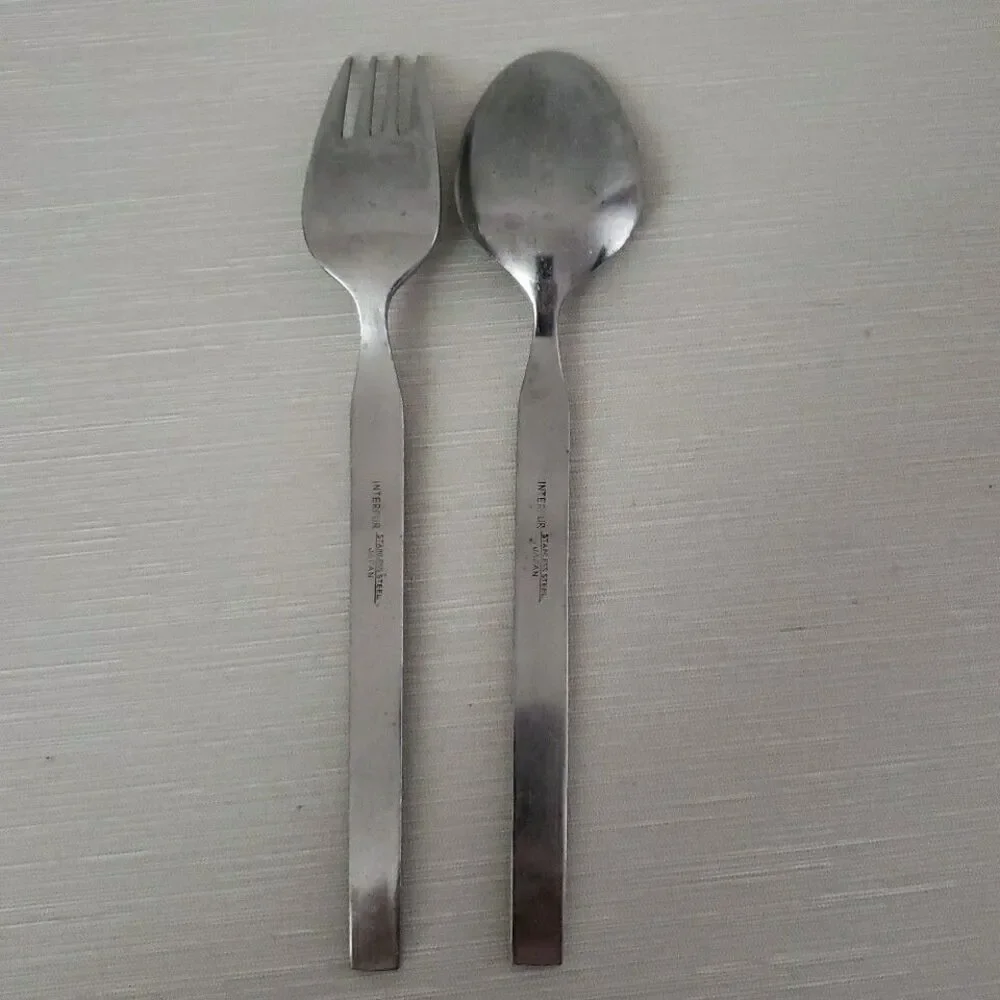 Interpur Stainless Mexicali Rose Dinner Fork & Spoon Black Textured Handle Japan